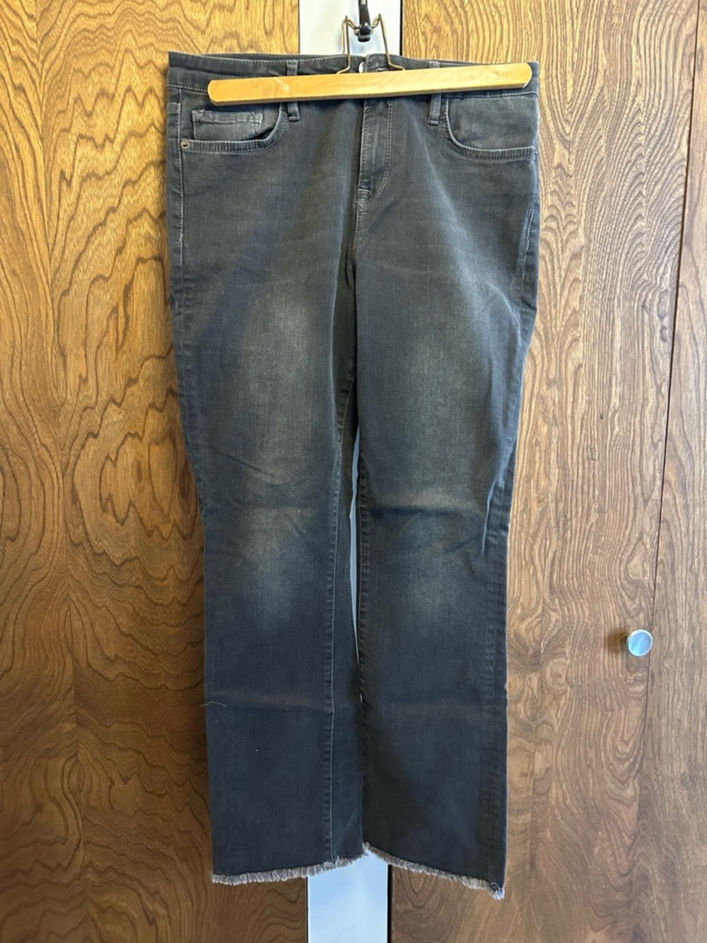 Free People Gray Straight-Leg Jeans with Brushed Metal Button